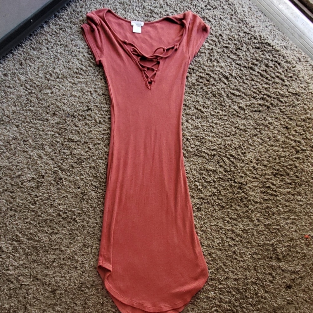 Ribbed Cross Front Dress